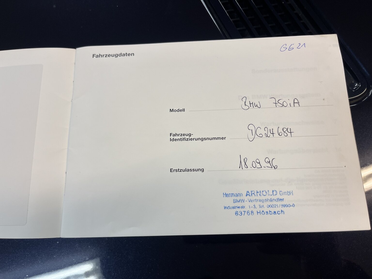 Dokumentation för 1996 BMW 750IA (2)