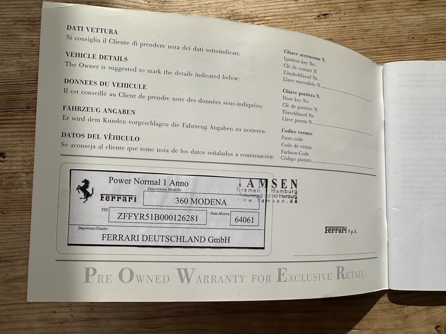 Documentation for 2001 Ferrari 360 Modena V8 Manual (6)