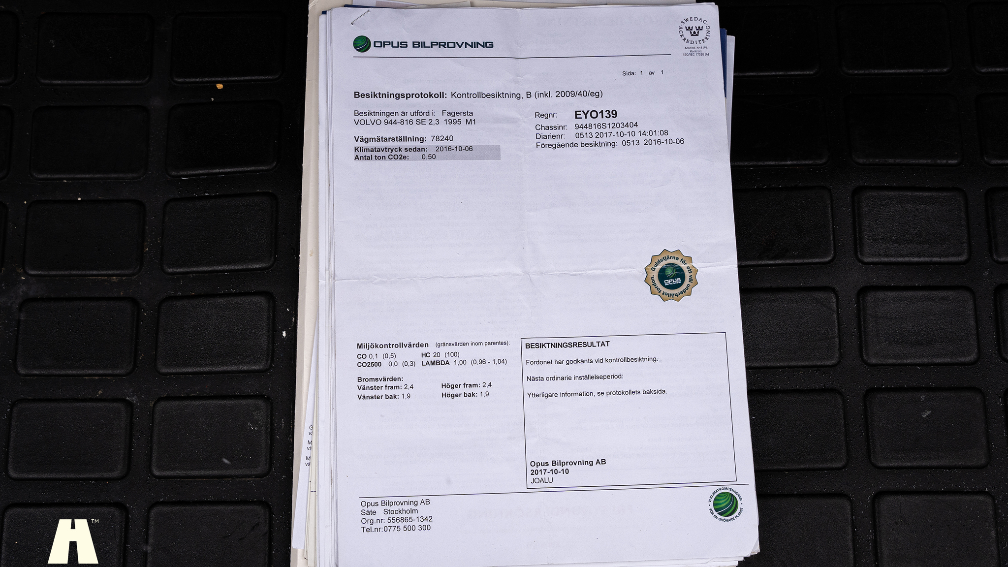 Documentation for 1995 Volvo 940 SE