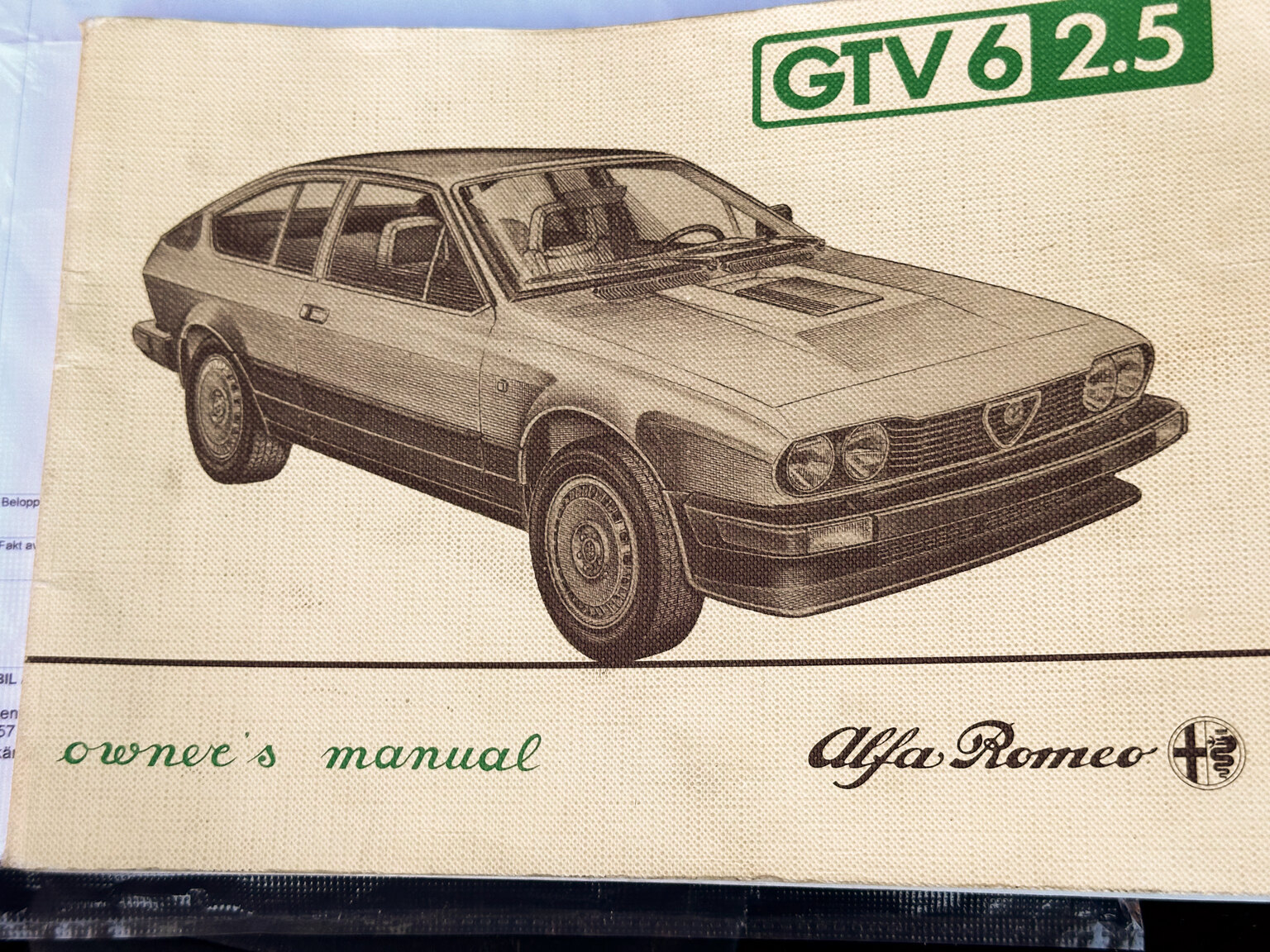 Dokumentation för 1985 Alfa Romeo GTV 6 2.5