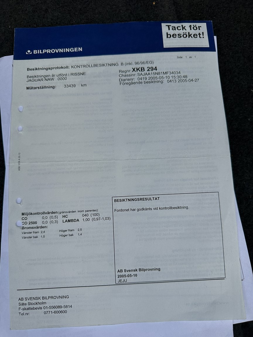 Documentation for 2001 Jaguar XJR