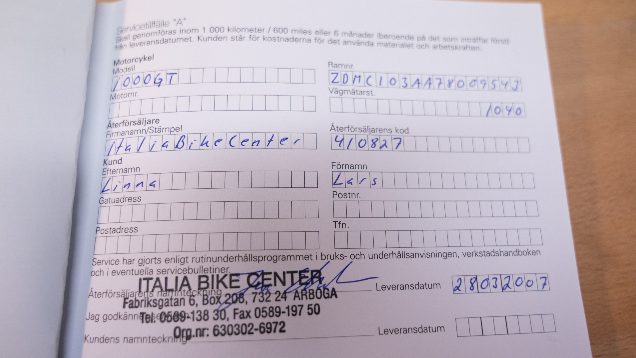 Dokumentation för 2007 Ducati 1000 GT Sport Classic