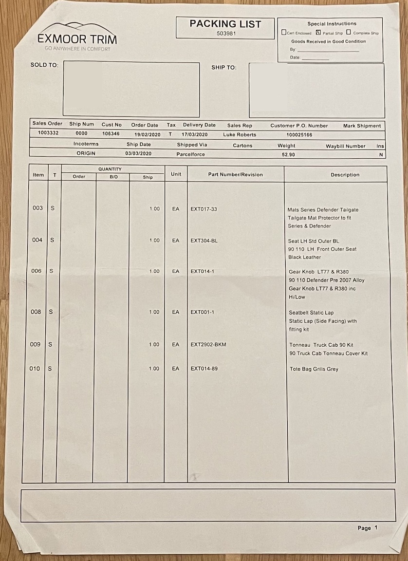 Documentation for 2003 Land Rover Defender TD5 90 Pickup (9)