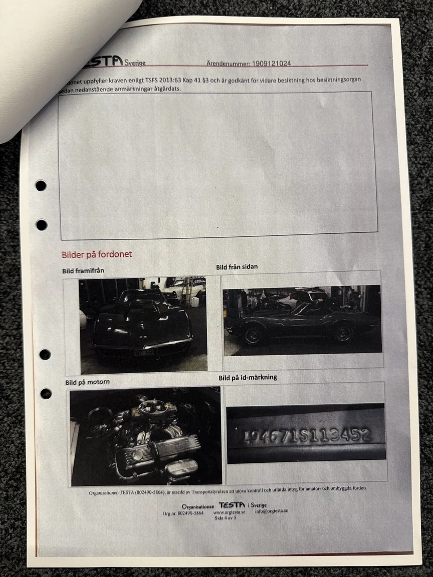 Dokumentation för 1971 Chevrolet Corvette Stingray Special 598 cui V8 795 hk (55)