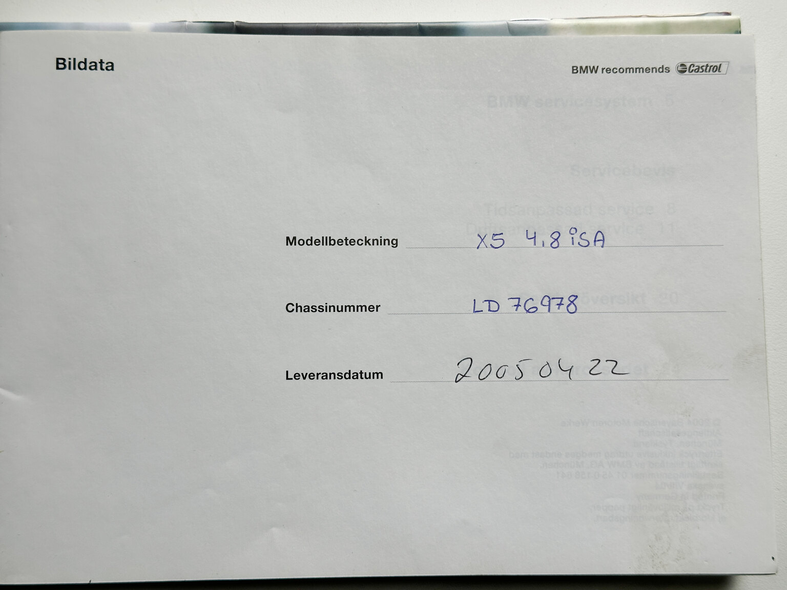 Documentation for 2005 BMW X5 4.8iS E53 LCI
