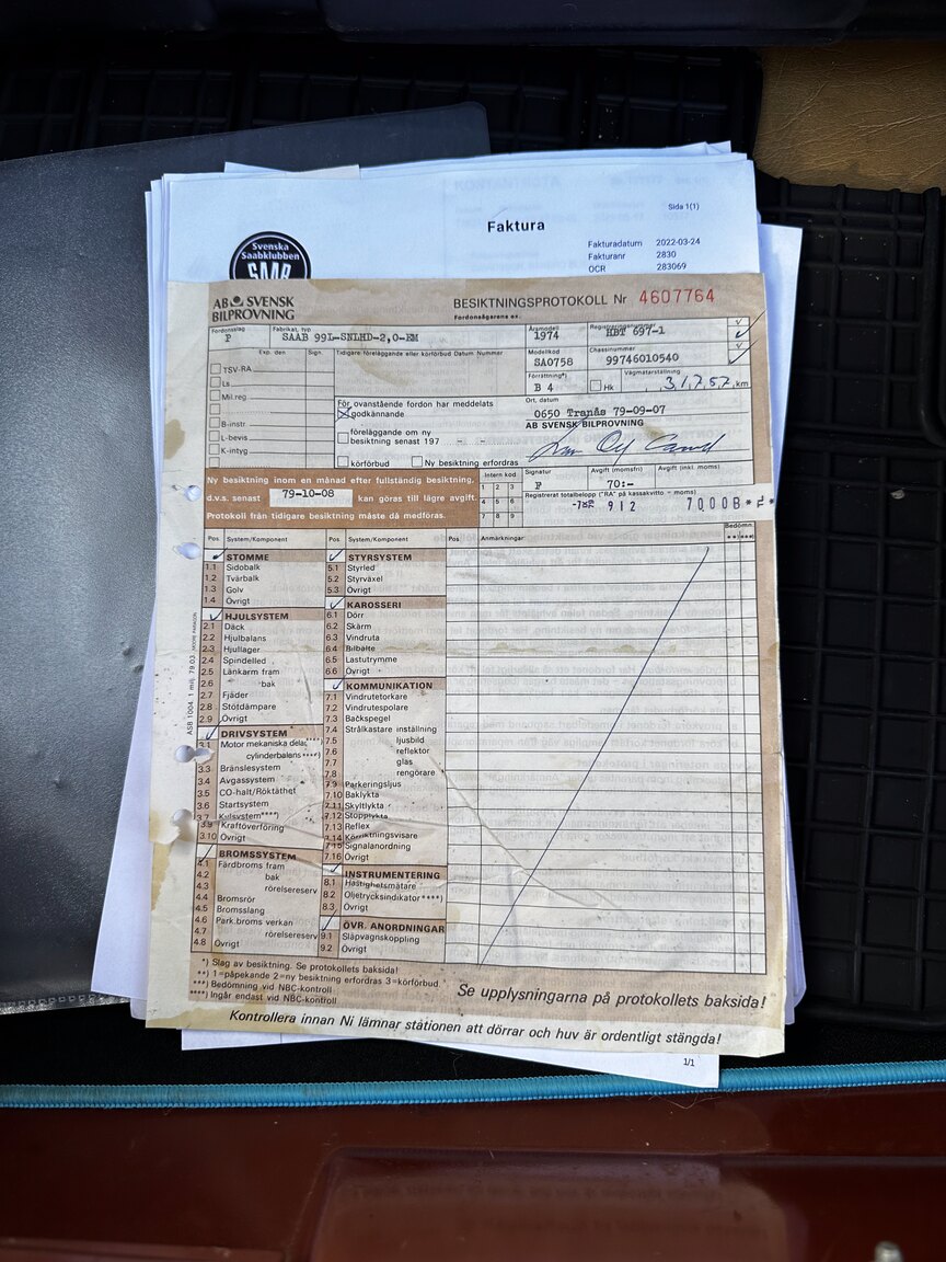 Dokumentation för 1974 SAAB 99 