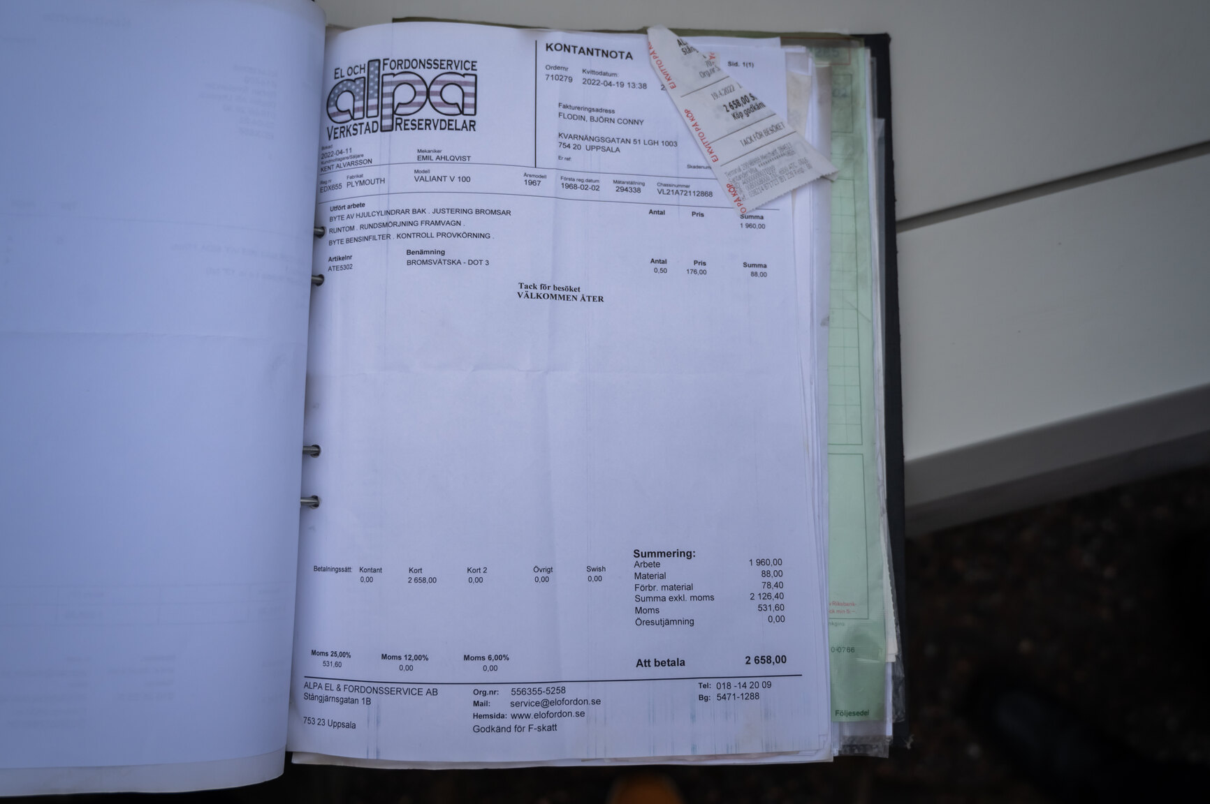 Dokumentation för 1967 Plymouth Valiant V 100 Sedan