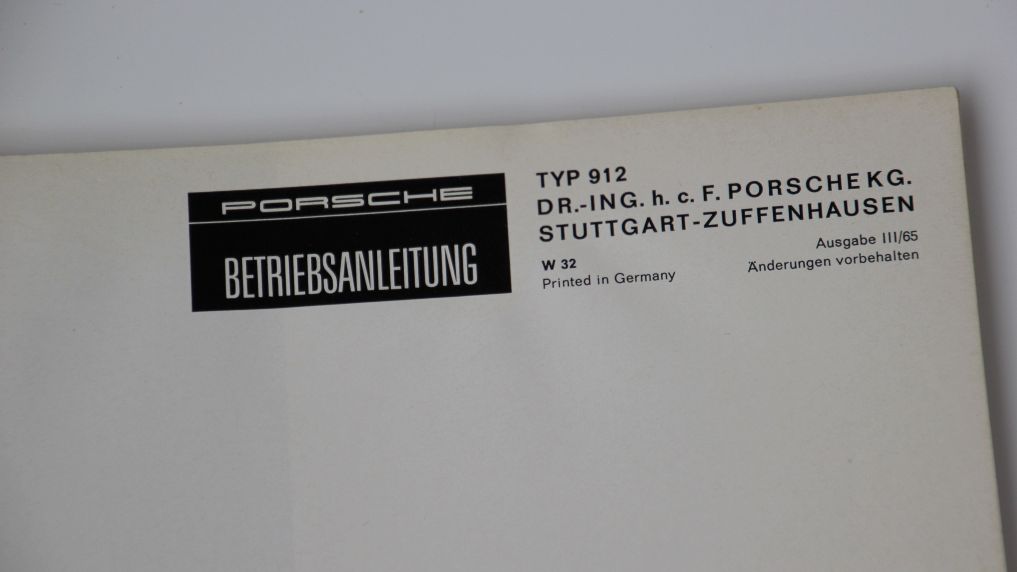 Dokumentation för 1966 Porsche 912