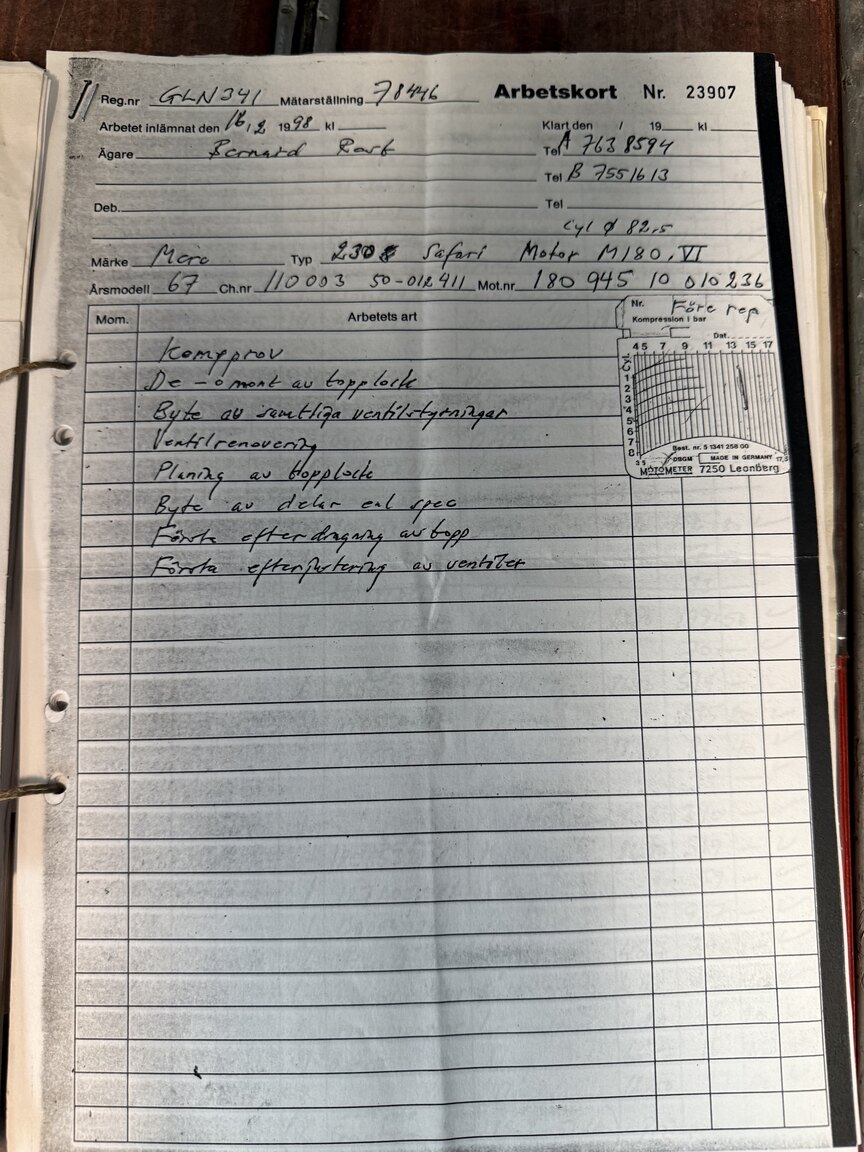 Documentation for 1967 Mercedes-Benz 230 Safari