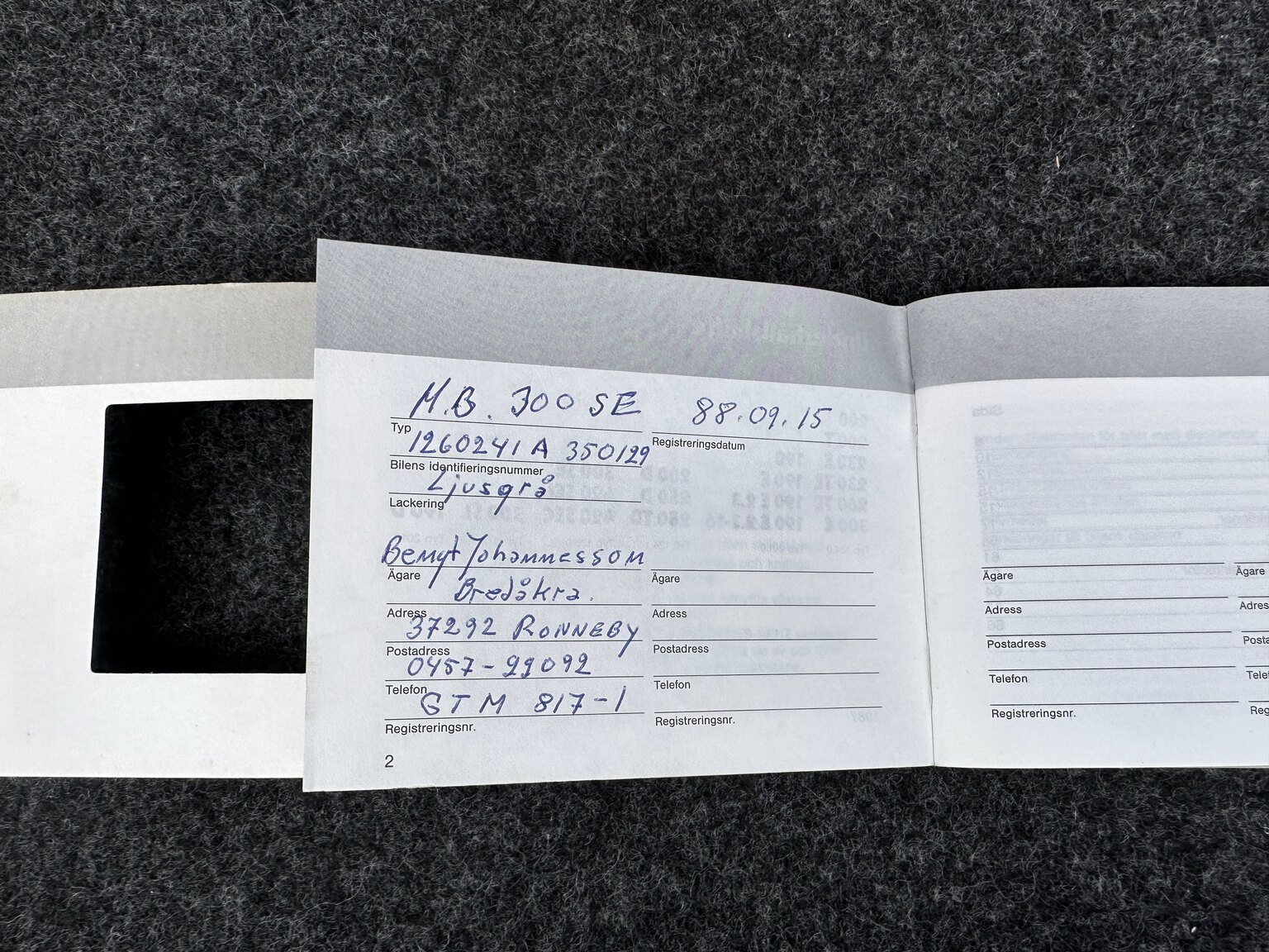 Dokumentation, 1987 Mercedes 300 SE