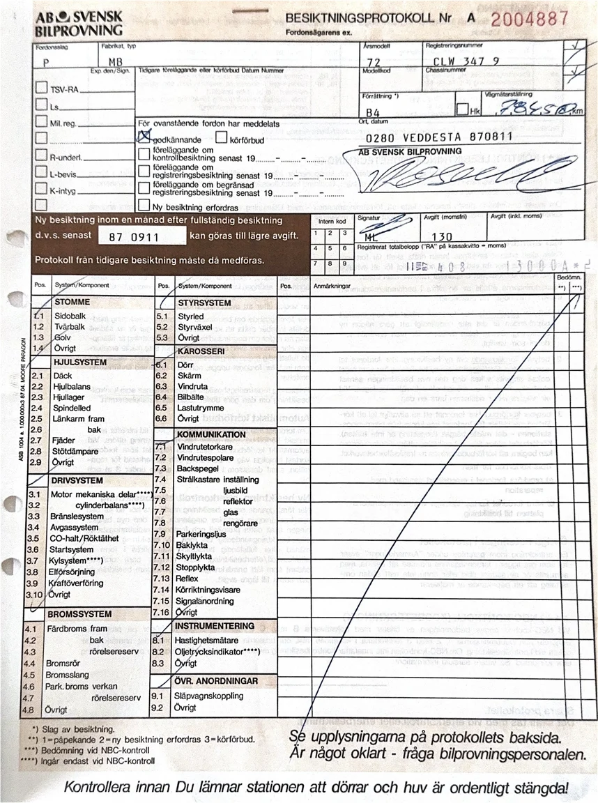 Documentation for 1972 Mercedes-Benz 200 (1)