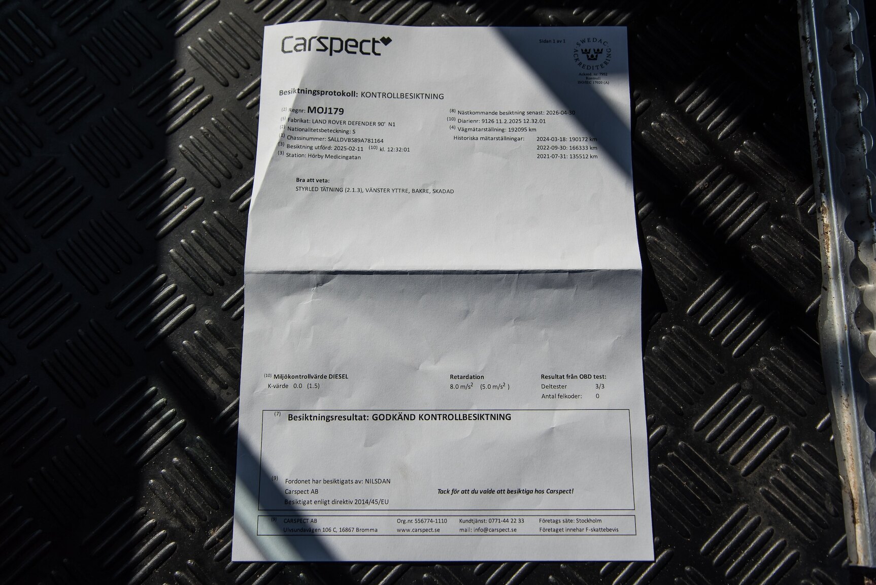 Documentation for 2009 Land Rover Defender 90 2.4 TD4 4x4