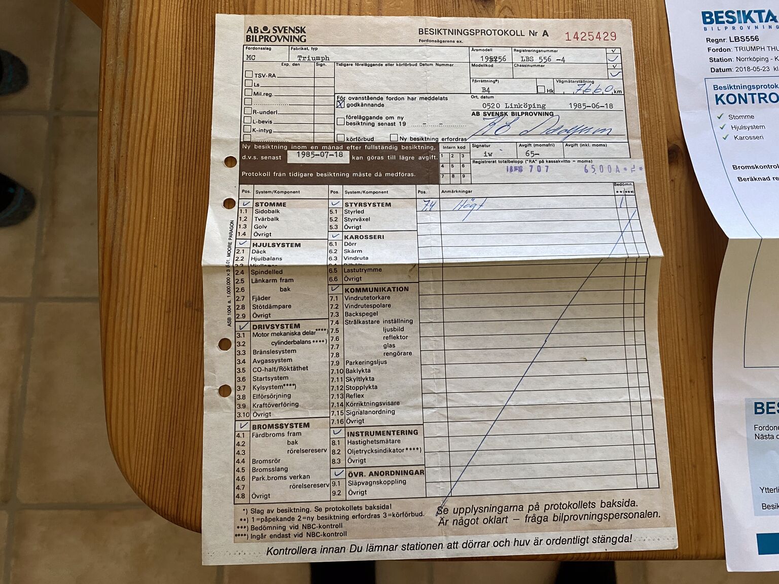 Dokumentation för 1956 Triumph Thunderbird (6)