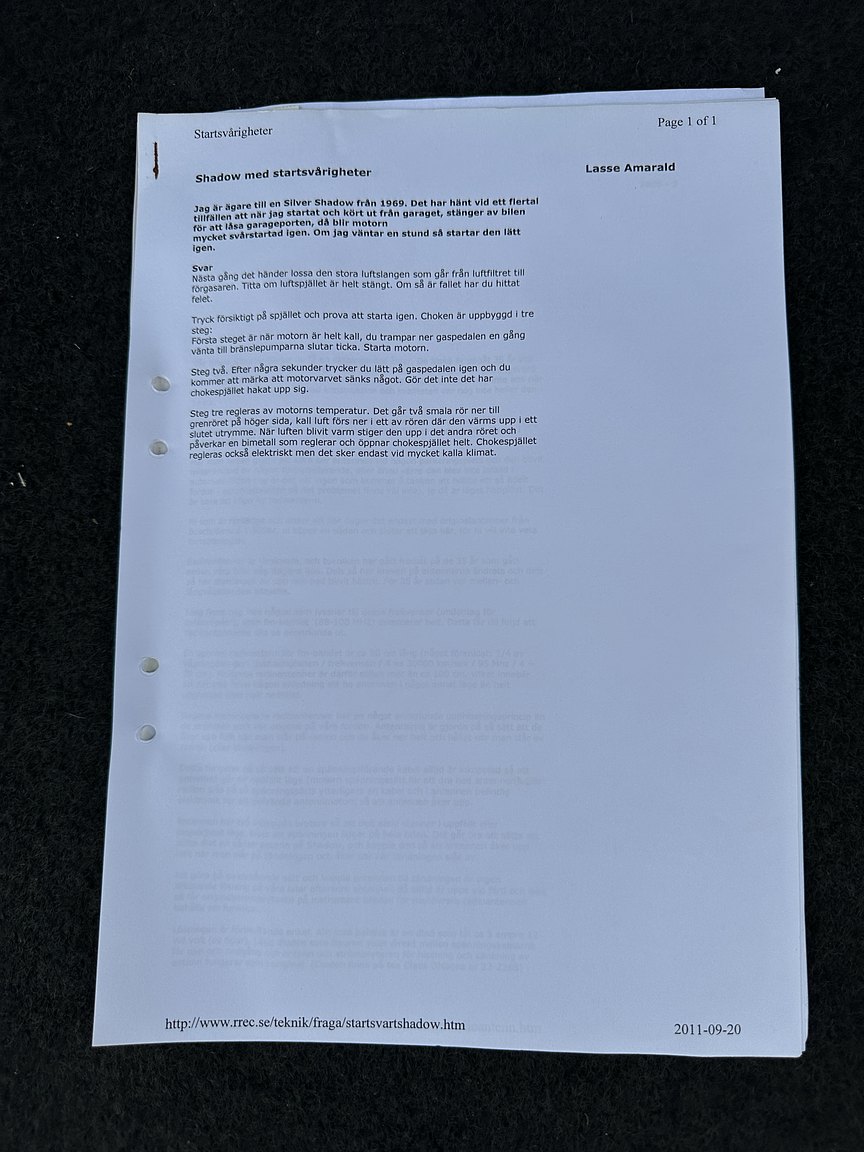 Documentation for 1972 Rolls-Royce Silver Shadow