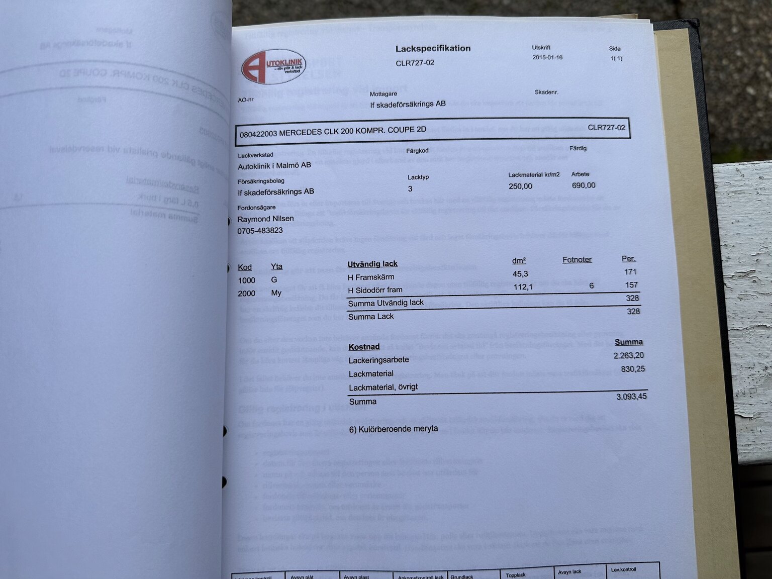 Documentation for 2003 Mercedes CLK 500