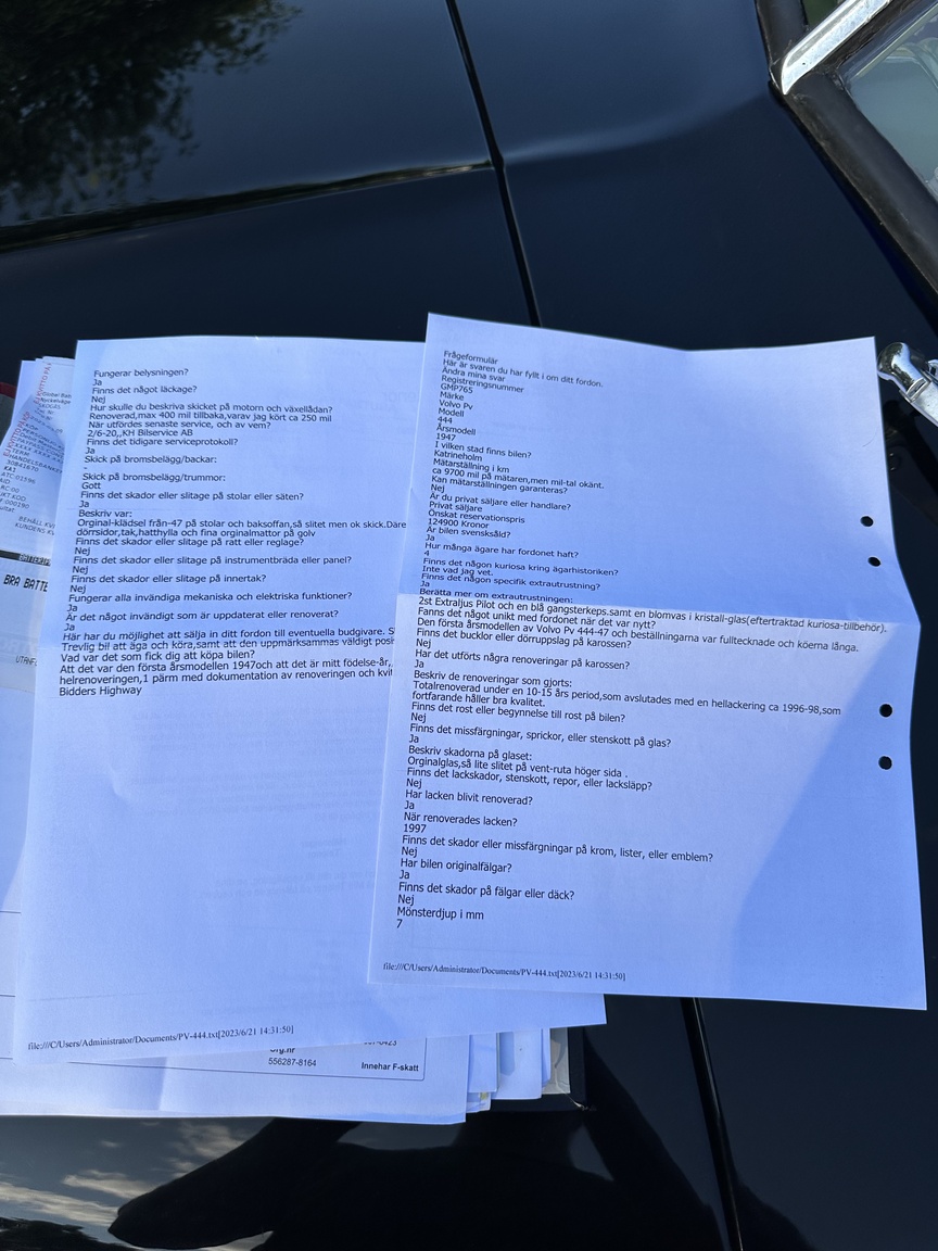 Dokumentation för 1947 Volvo PV 444 1947