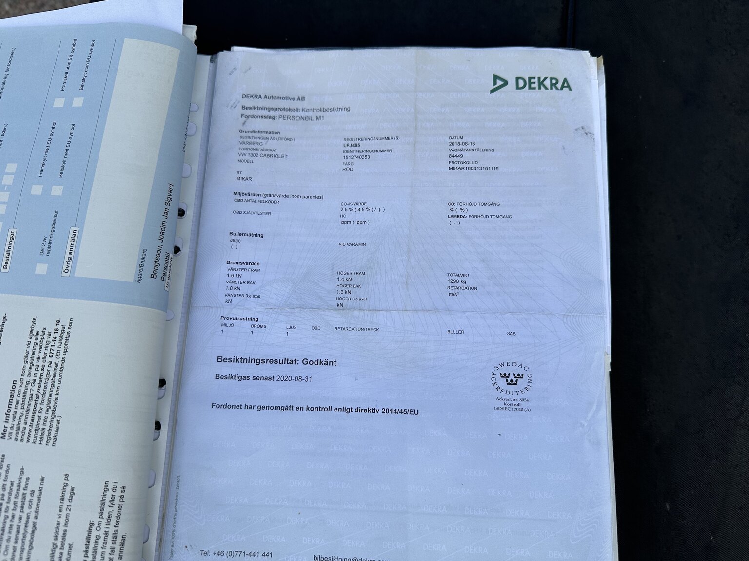Dokumentation för 1971 Volkswagen beetle 1302 cabriolet