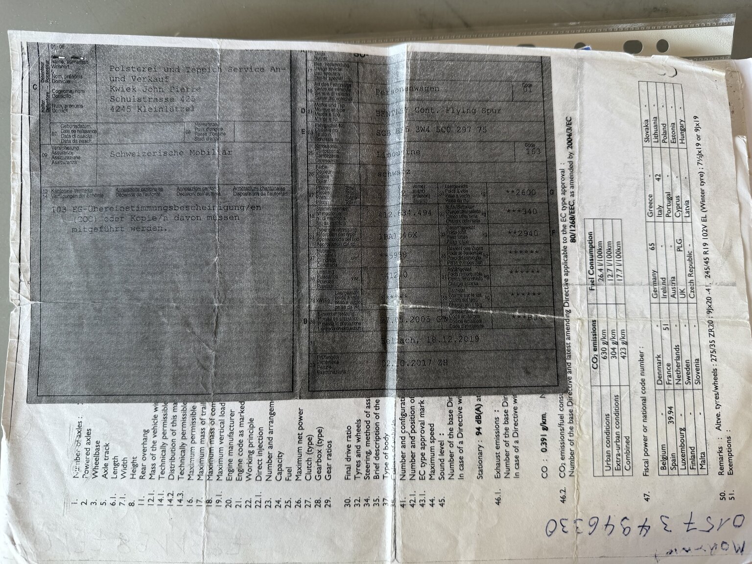 Documentation for 2005 Bentley Flying Spur