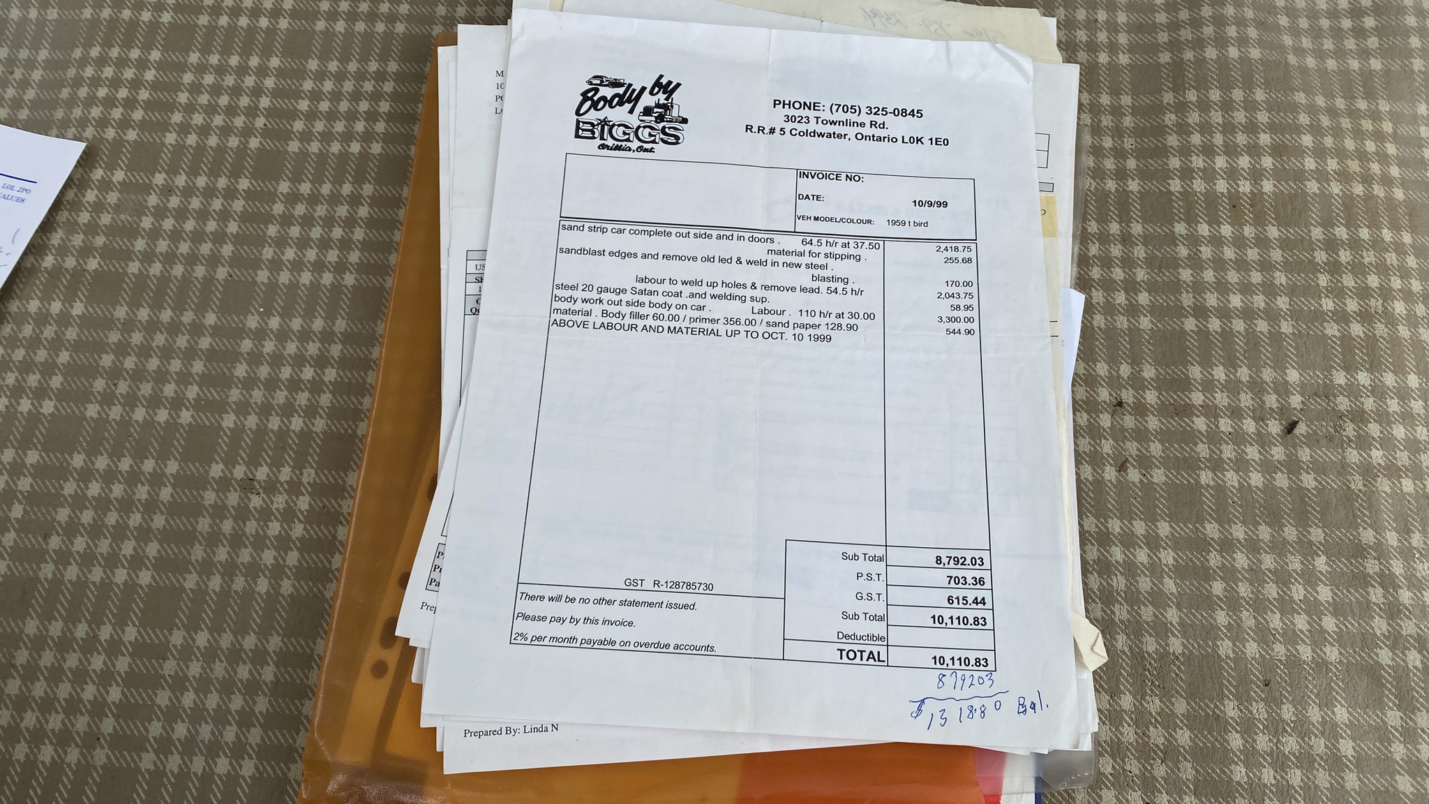 Dokumentation för 1959 Ford Thunderbird hardtop