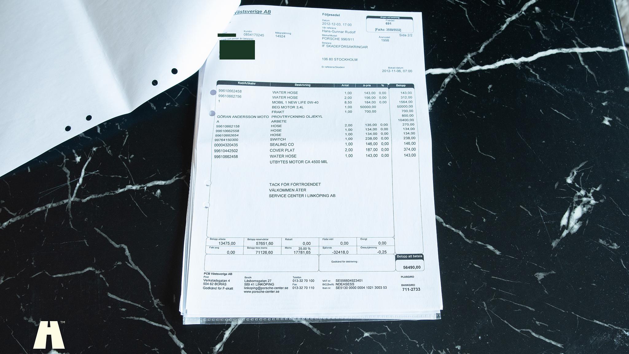 Documentation for 1998 Porsche 996 Carrera 2 “Clubsport”