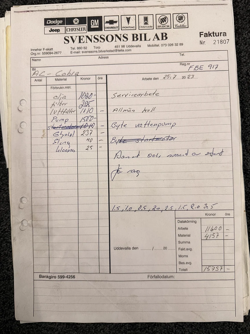 Dokumentation för 2018 Superformance Cobra (17)