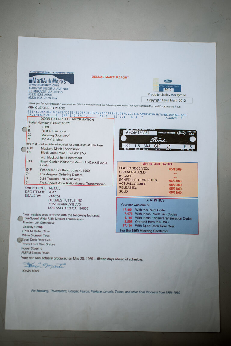 Dokumentation, 1969 Ford Mustang Mach 1