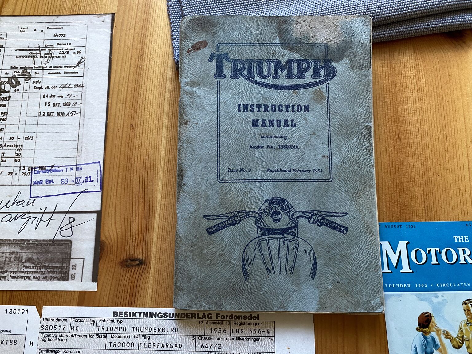 Dokumentation för 1956 Triumph Thunderbird (4)