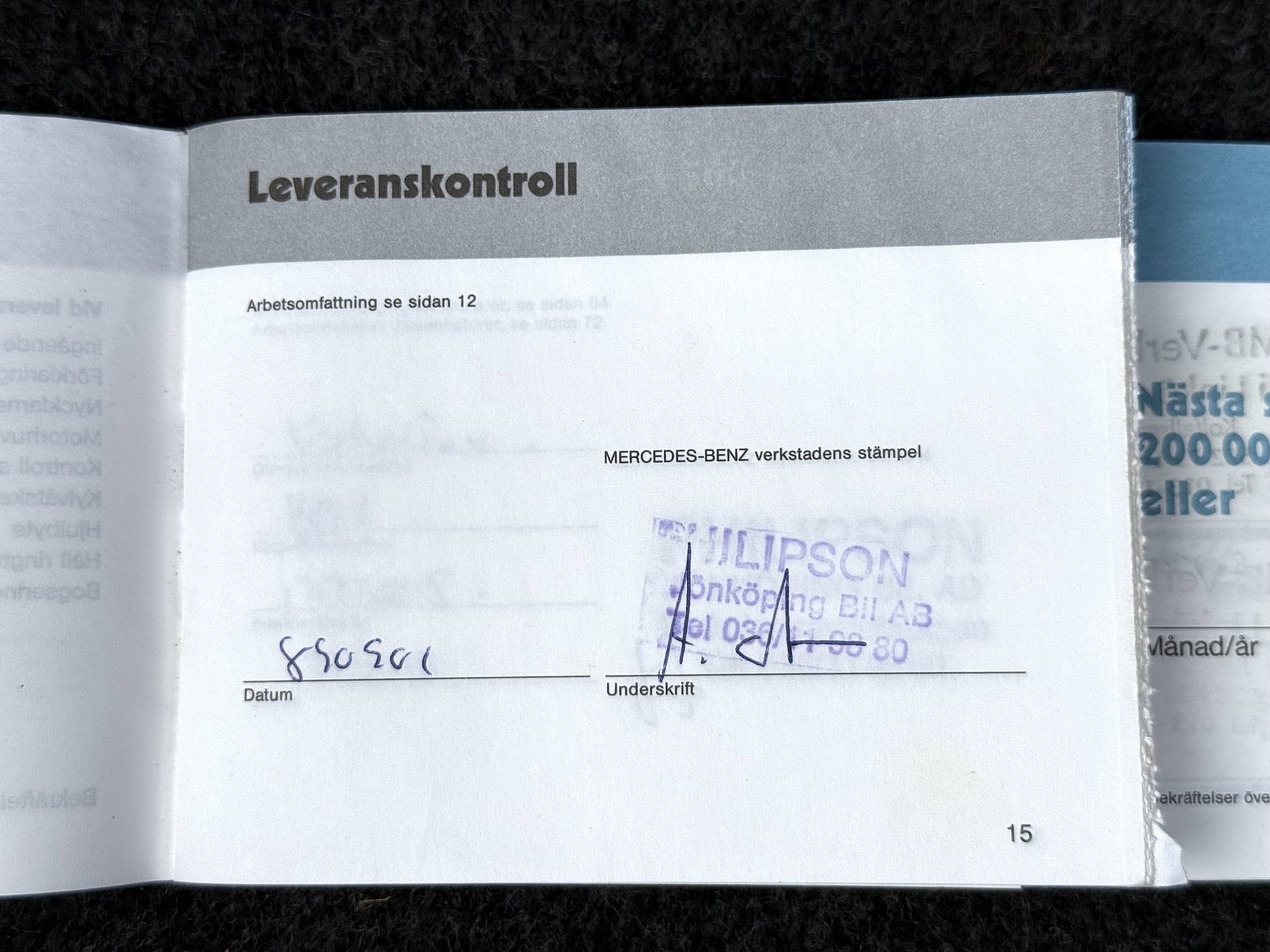Documentation for 1989 Mercedes-Benz 190 E