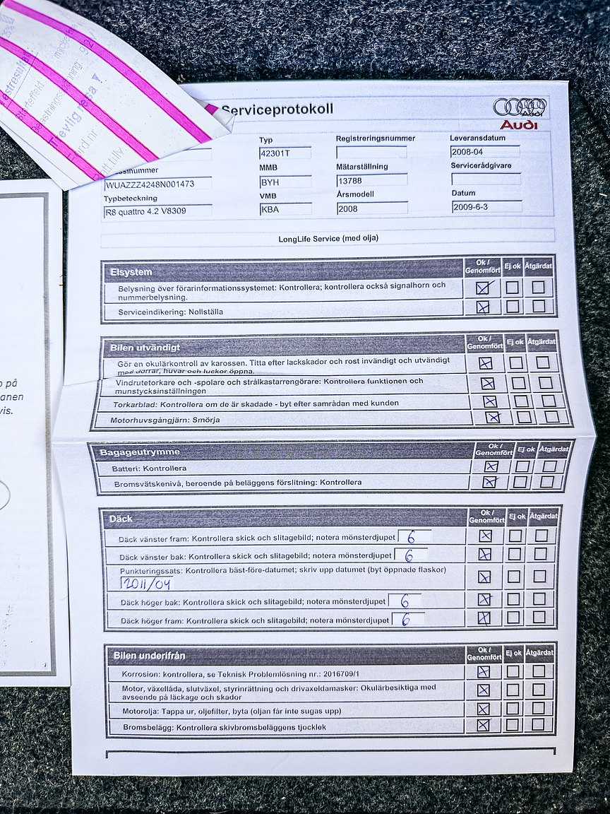 Documentation for 2008 Audi R8 4.2 V8 Turbo Manuell