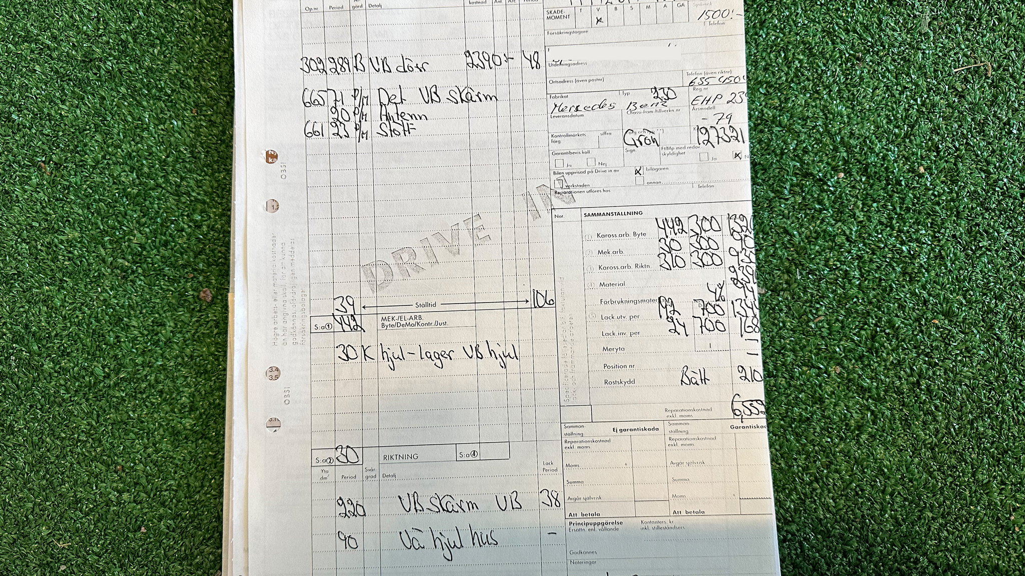 Dokumentation för 1979 Mercedes Benz 230