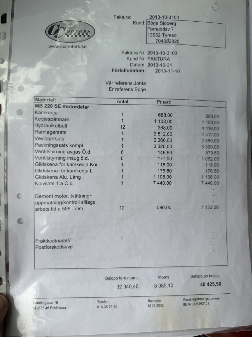 Dokumentation för 1963 Mercedes-Benz 220 SE