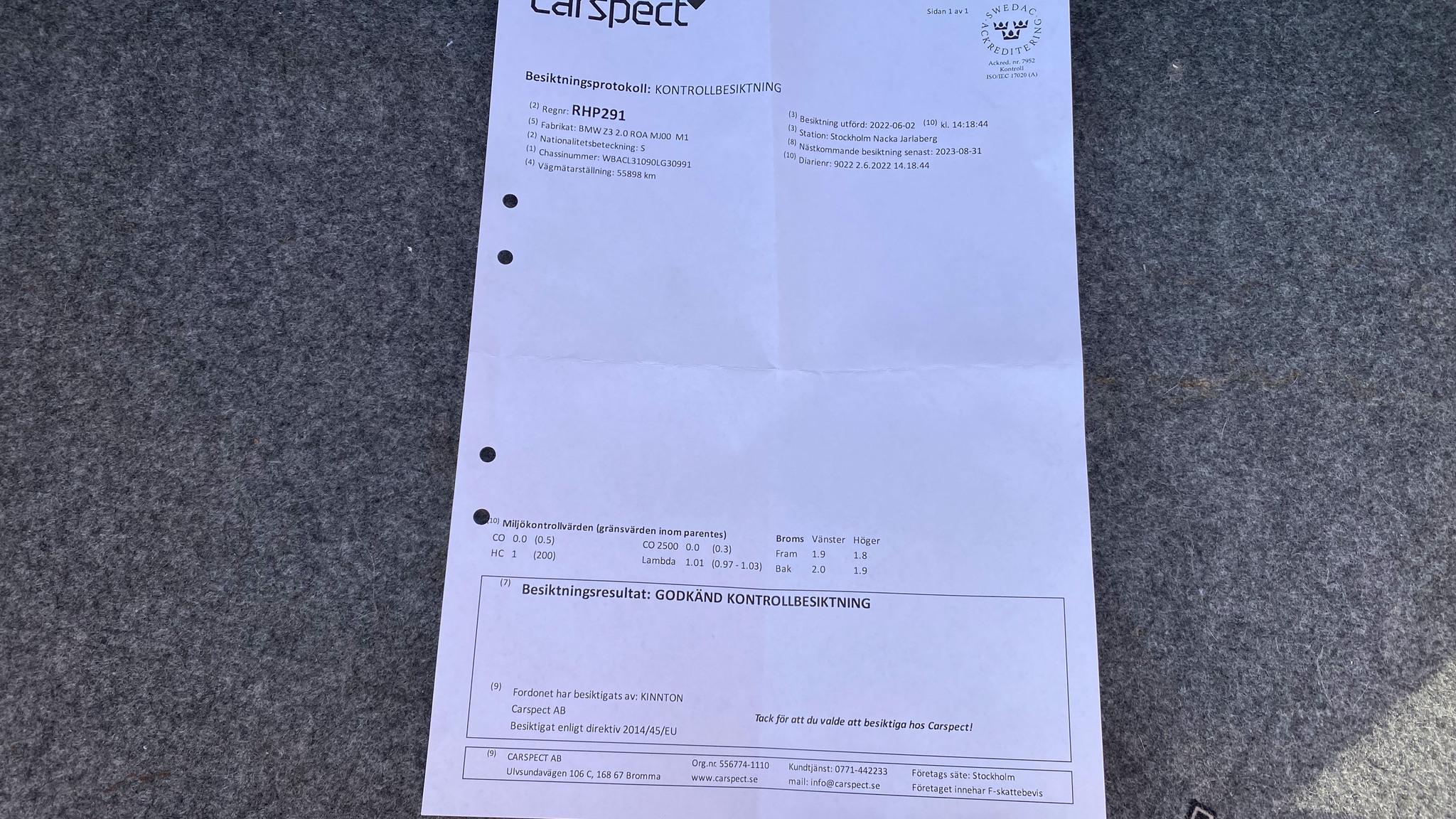 Documentation for 2000 BMW Z3