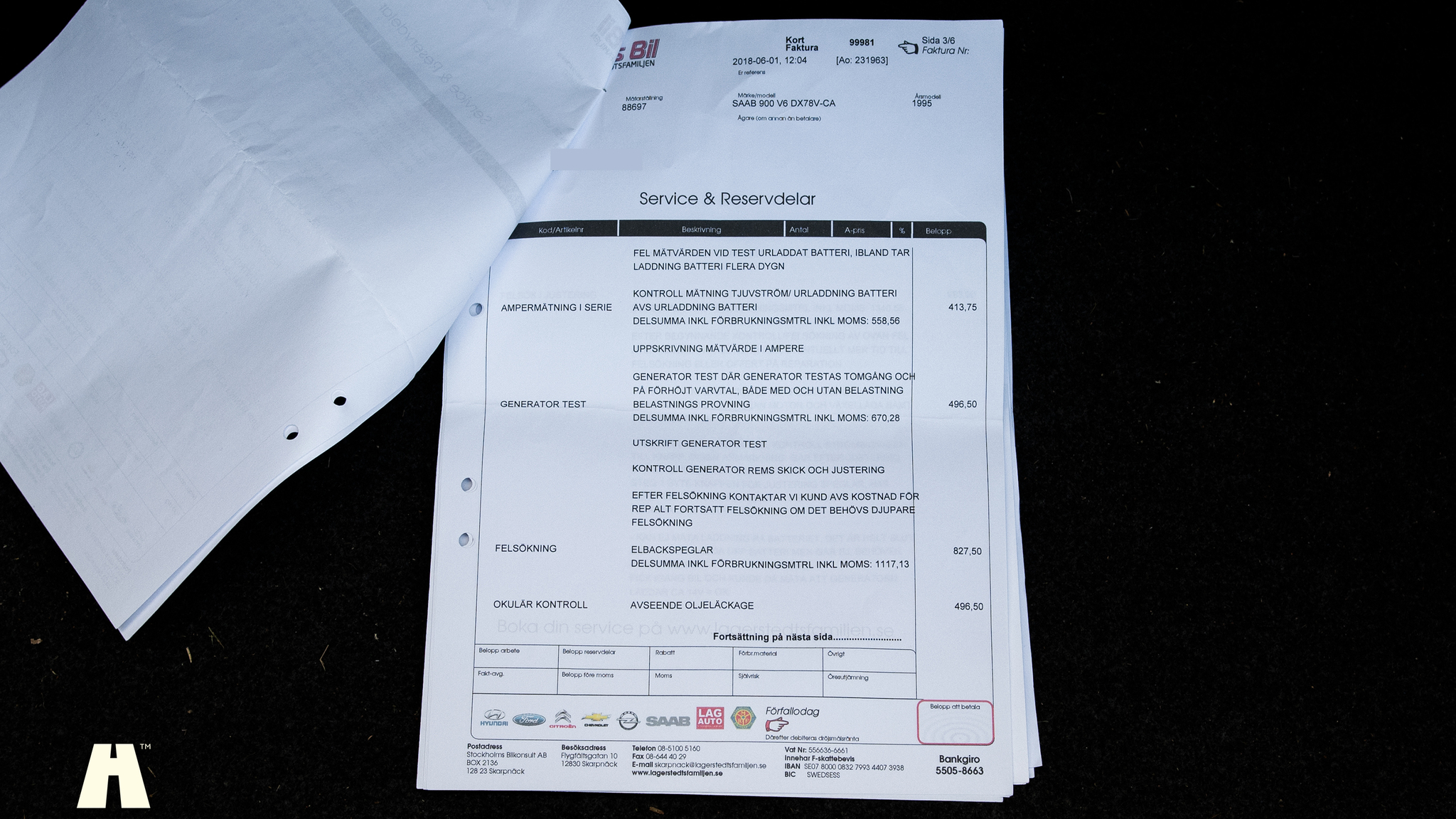 Dokumentation för 1995 SAAB 900 SE V6 Automat