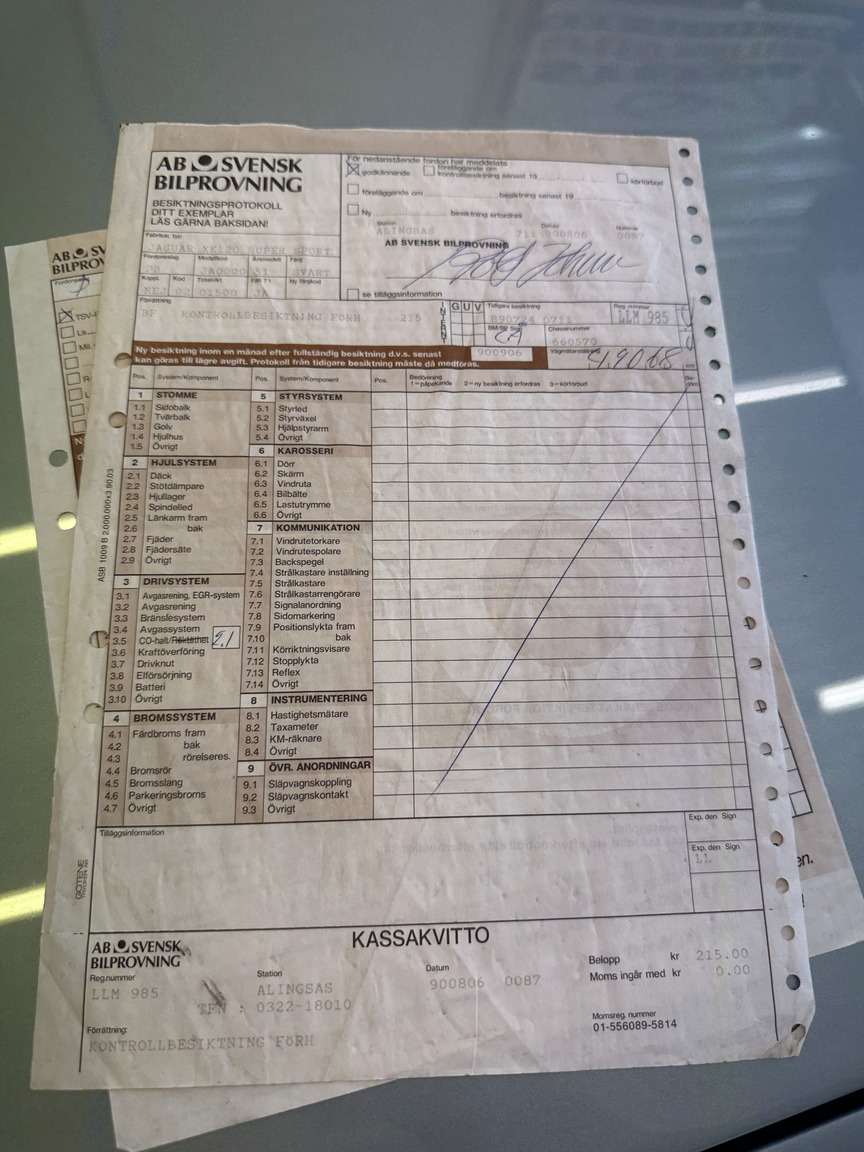 Documentation for 1951 Jaguar XK 120