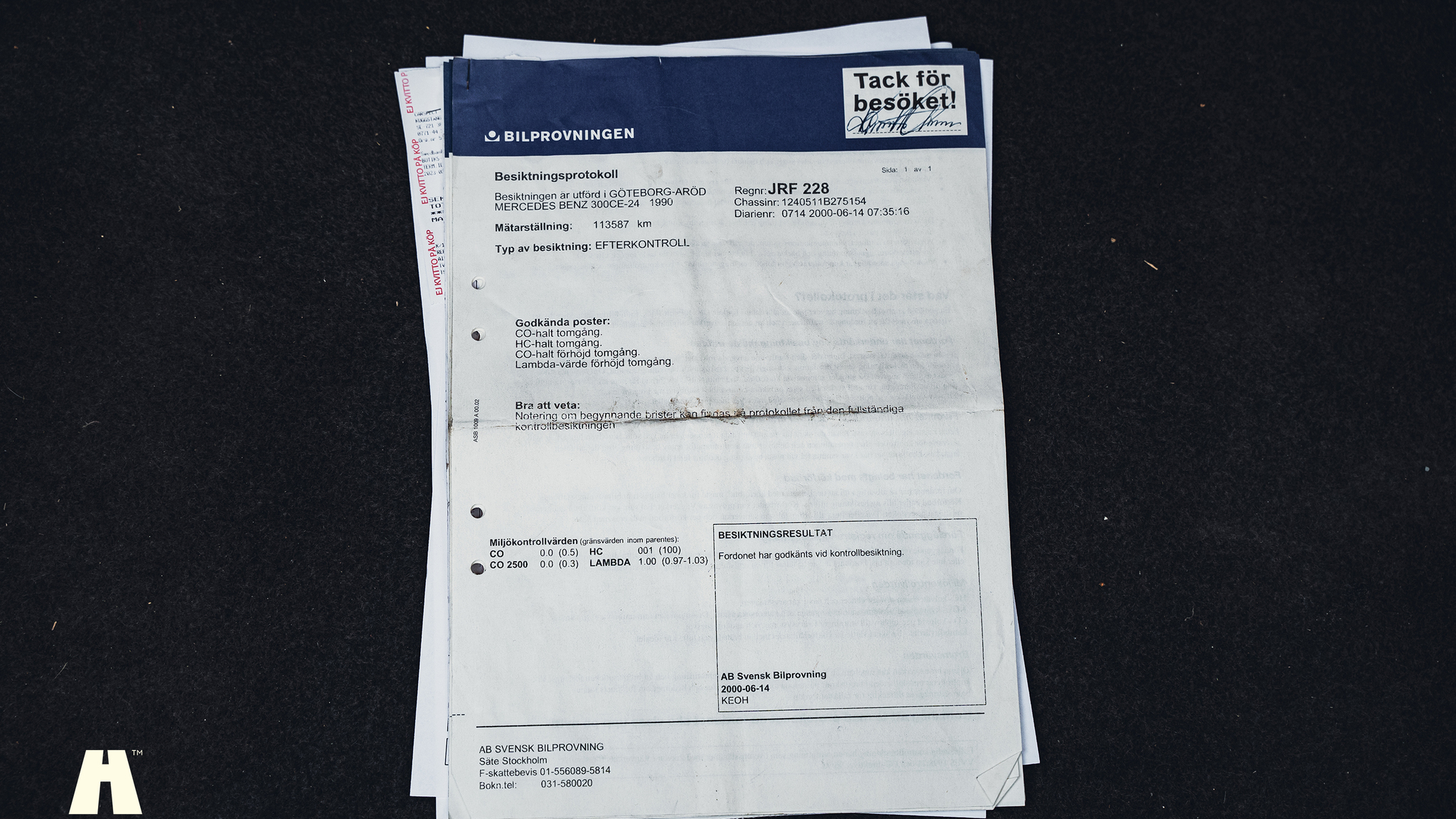 Dokumentation för 1990 Mercedes 300 CE-24