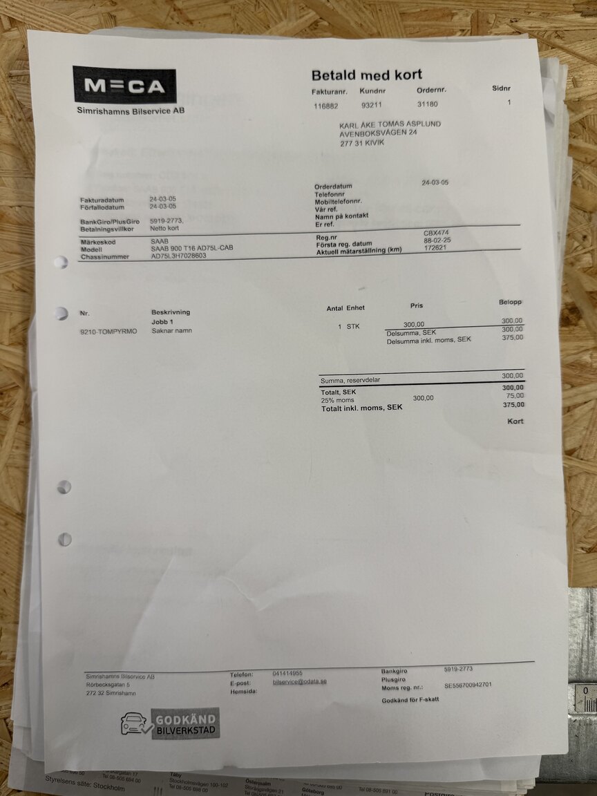 Documentation for 1987 SAAB 900 Cabriolet 2.0 Turbo T16