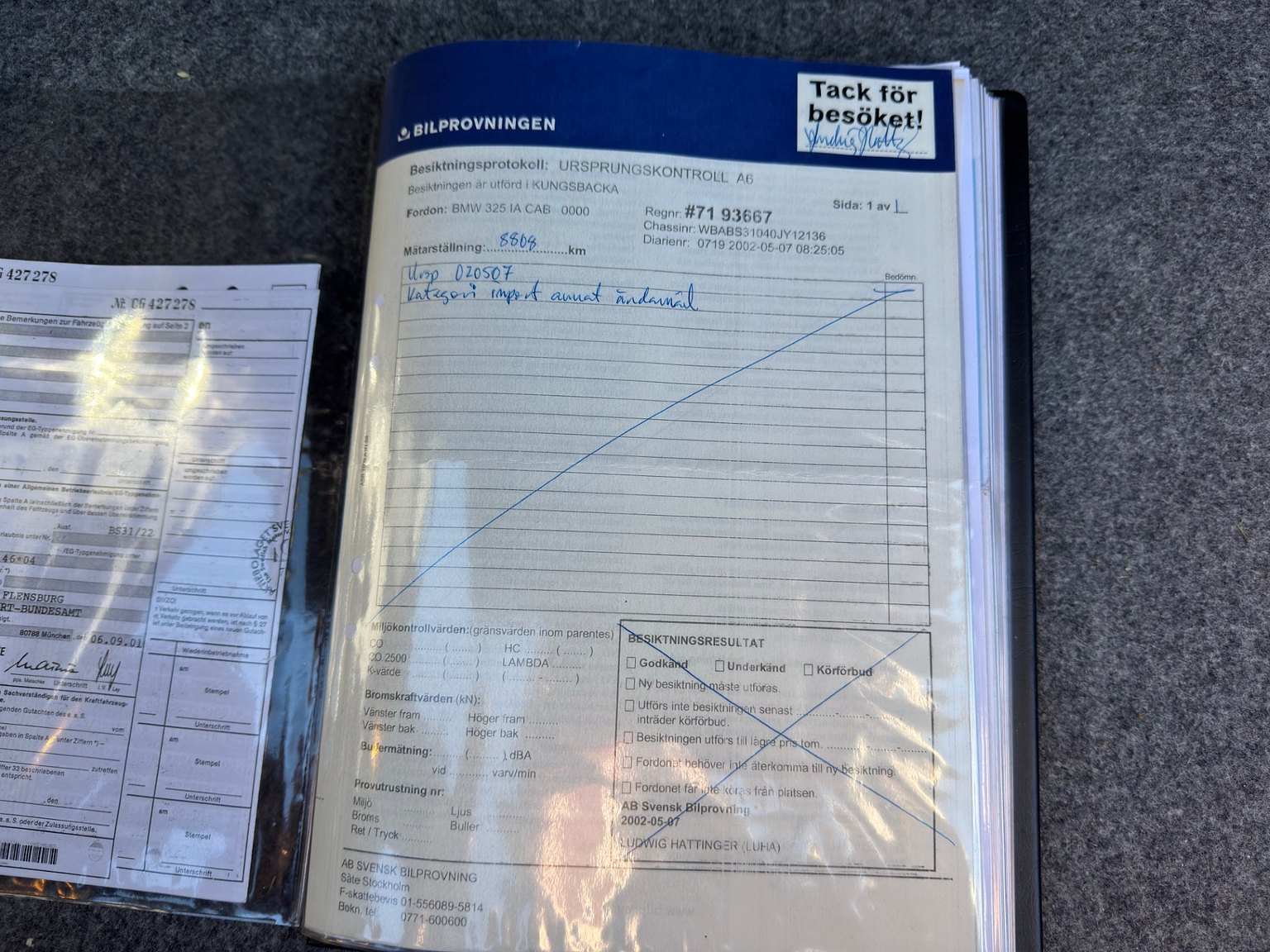 Dokumentation för 2001 BMW 325IA CAB