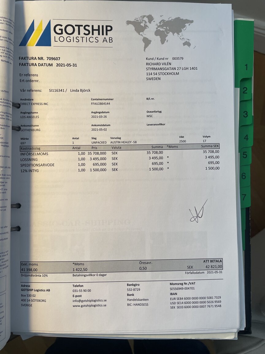 Documentation for 1958 Austin-Healey 100-6