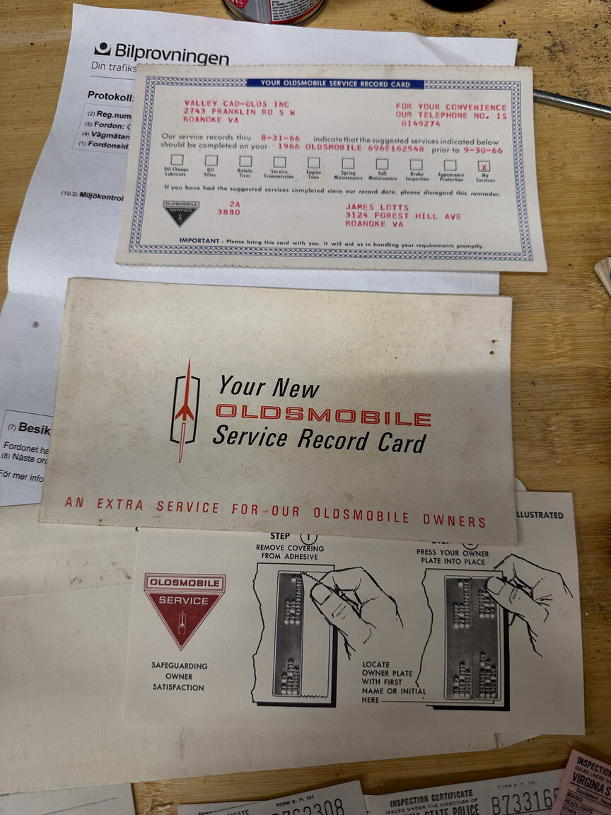 Documentation for 1966 Oldsmobile Dynamic 88 Celebrity