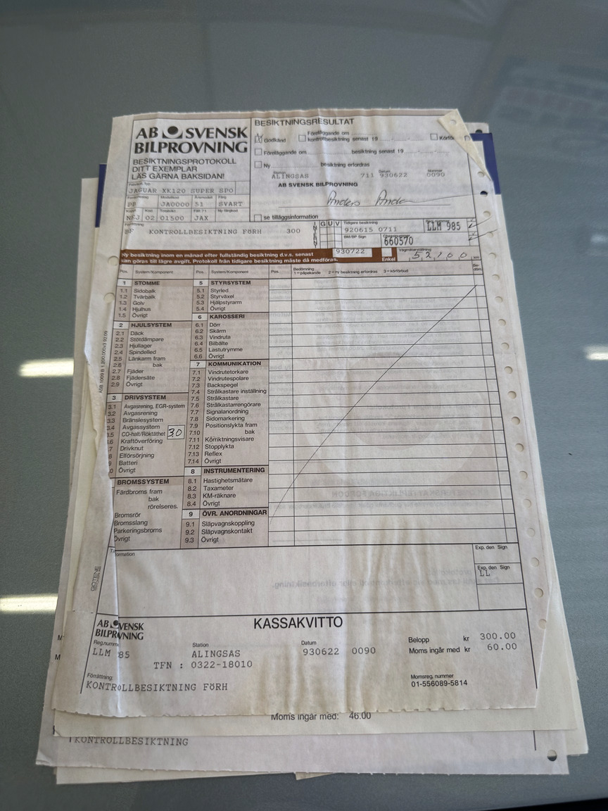 Dokumentation för 1951 Jaguar XK 120