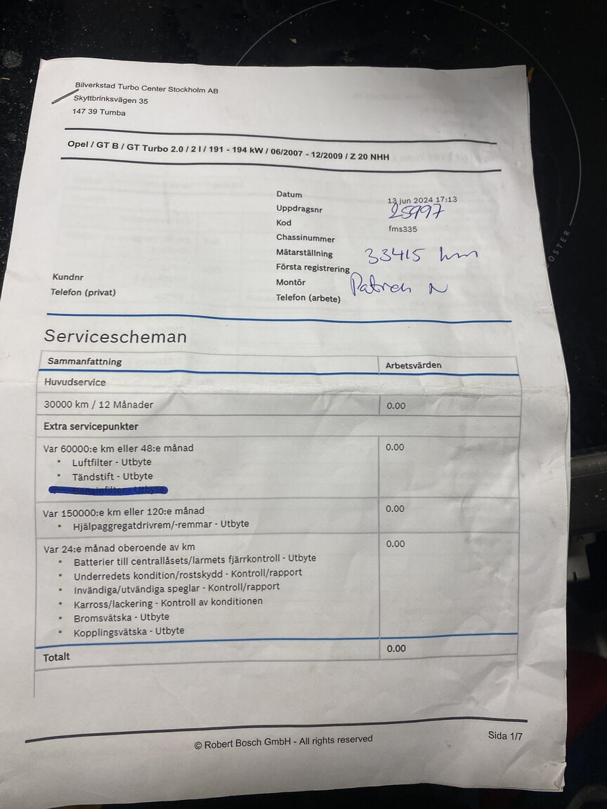 Dokumentation för 2007 Opel Roadster GT 2.0 TURBO