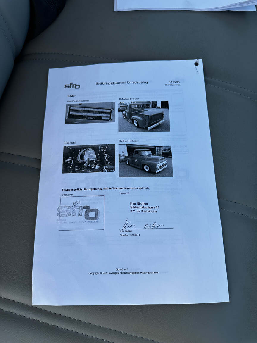 Dokumentation för 1956 FORD F100 Electric