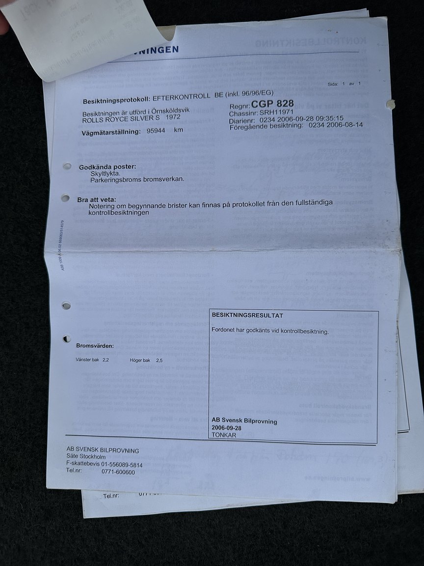 Documentation for 1972 Rolls-Royce Silver Shadow