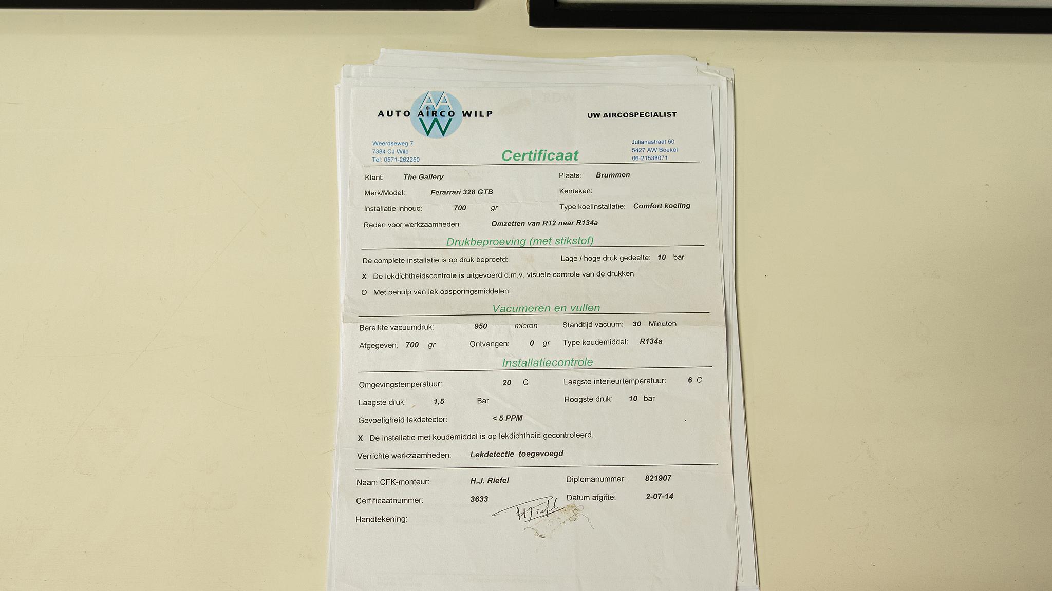 Dokumentation, 1986 Ferrari 328 GTB