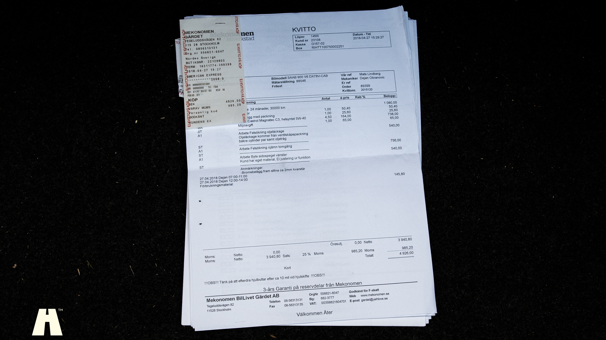 Dokumentation för 1995 SAAB 900 SE V6 Automat