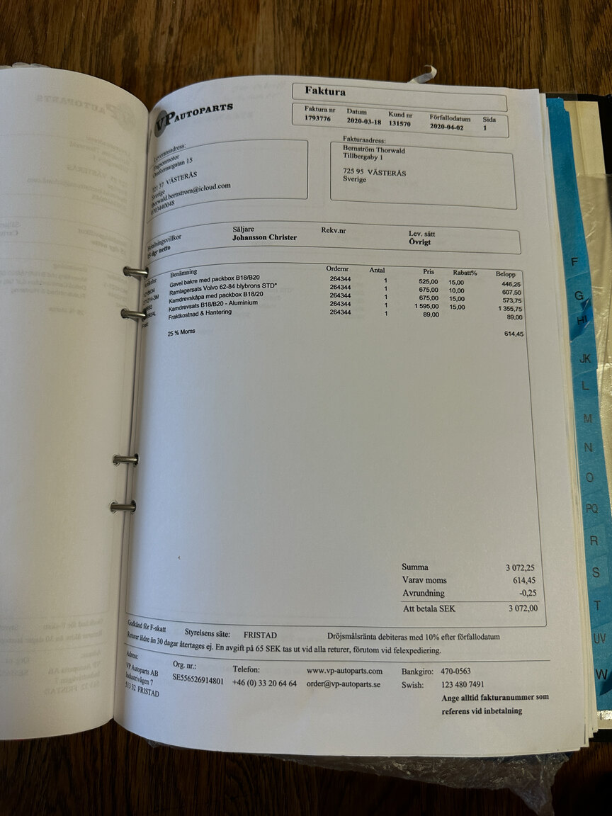 Documentation for 1970 Volvo Amazon 