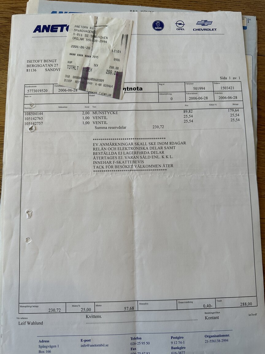 Dokumentation för 1996 SAAB 9000 CS Aero 2.3T