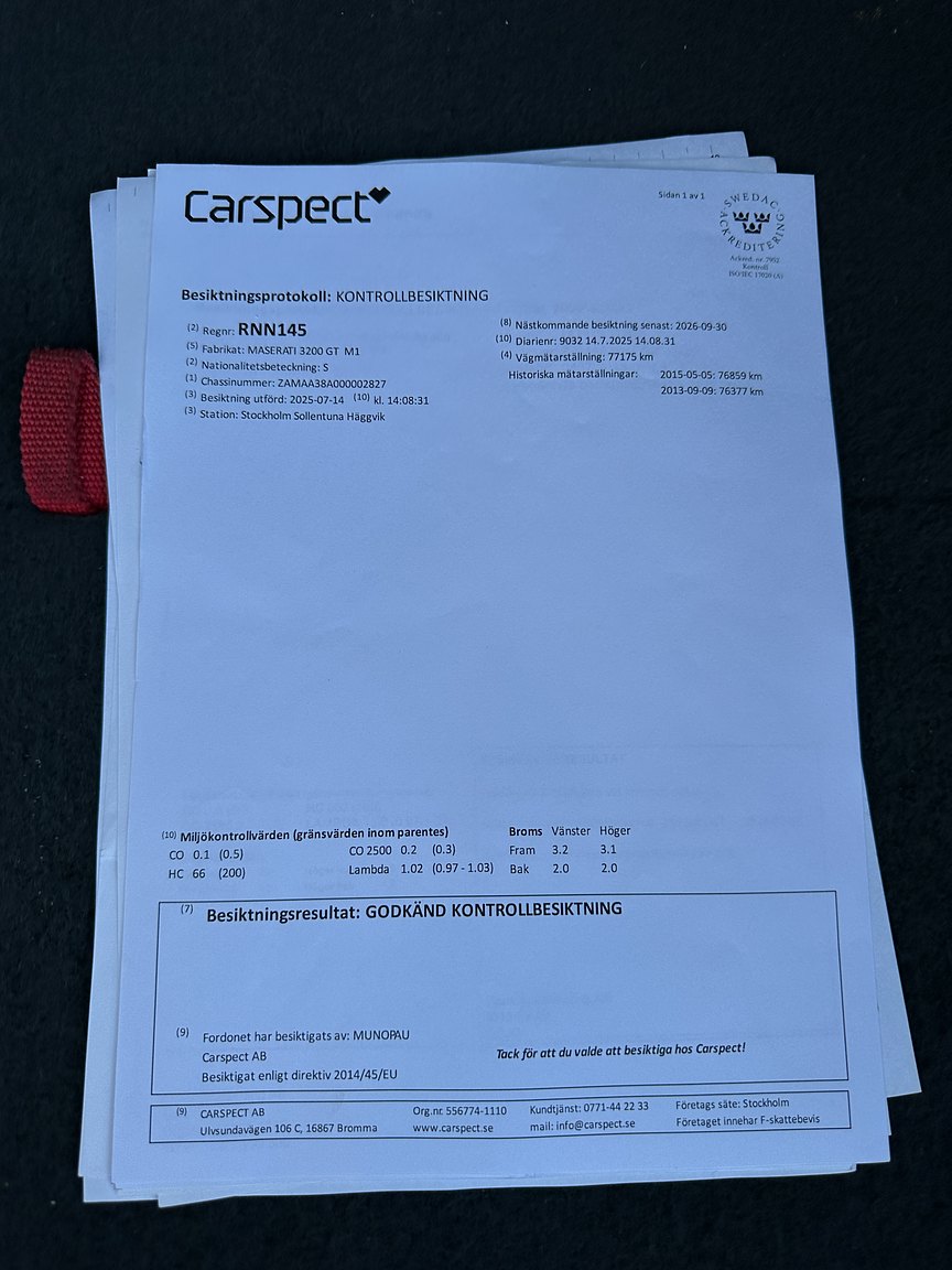 Documentation for 2000 Maserati 3200 GT