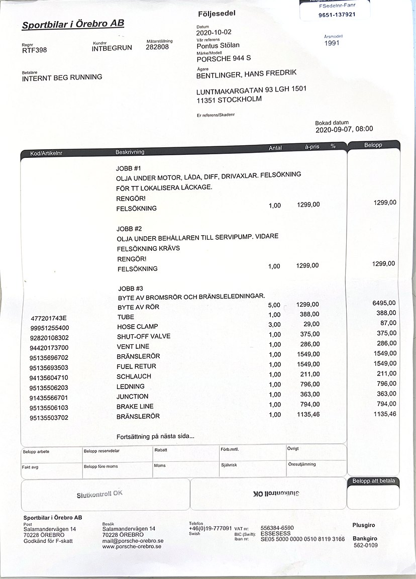 Dokumentation, 1991 PORSCHE 944 S2