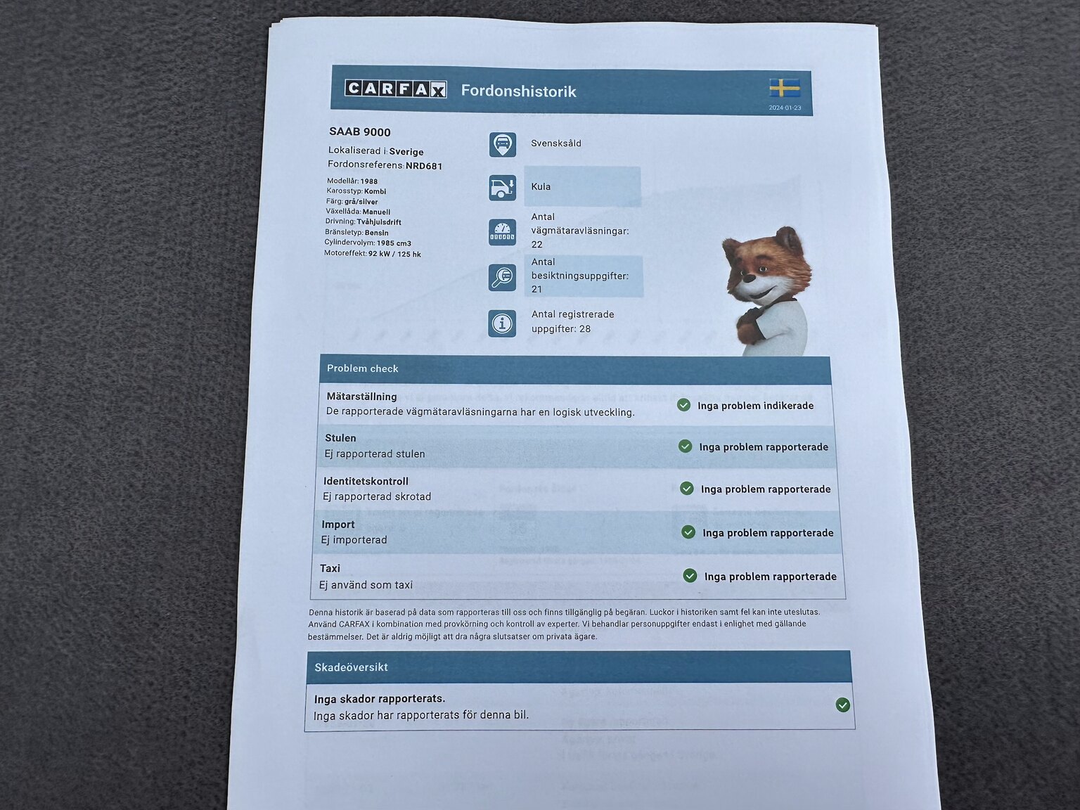 Documentation for 1988 SAAB 9000i